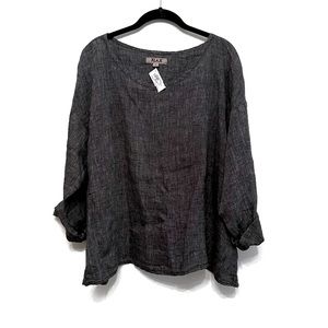 Flax Linen Shirt, Long Sleeve, Onyx Yarn-Large NWT